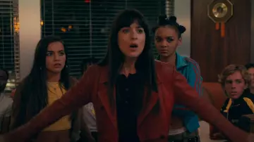 Clothing from Madame Web: Dakota Johnson is wearing  Red Leather Coat to play Cassandra Webb in the movie