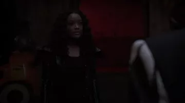 Courrèges Vinyl High Collar Jacket Black worn by Diana Tejada (LaToya Tonodeo) as seen in Power Book II: Ghost (S04E01)