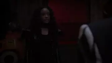 Courrèges Vinyl High Collar Jacket Black worn by Diana Tejada (LaToya Tonodeo) as seen in Power Book II: Ghost (S04E01)