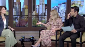 River Stretch Neoteric Twill Trucker Jacket worn by Mark Consuelos as seen in LIVE with Kelly and Mark on  June 11, 2024