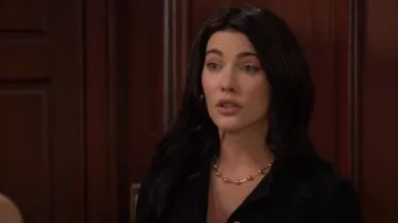 Jenny Bird Celeste Bead Station Necklace worn by Steffy Forrester ( Jacqueline MacInnes Wood) as seen in The Bold and the Beautiful on June 13, 2024