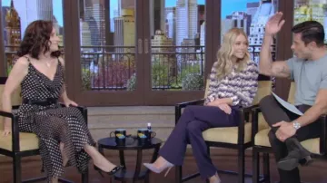 Carolina Herrera Ruffled Silk Chiffon Dress with Polka Dots worn by Julia Louis-Dreyfus as seen in LIVE with Kelly and Mark on  June 13, 2024