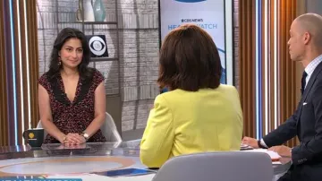 Thakoon Collective Paisley Tie Front Dress usado por Celine Gounder como se ve en CBS Mornings el 14 de junio de 2024