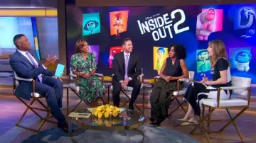 Conner Ives Appliquéd Cotton-blend Midi Skirt worn by Maya Hawke as seen in Good Morning America on  June 13, 2024