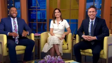 Alice + Olivia Sosie Leather Midi Skirt worn by Rebecca Jarvis as seen in Good Morning America on  June 17, 2024