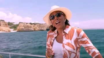 New York & Company Gabrielle Union Mesh Button Down Shirt worn by Robin Roberts as seen in Good Morning America on  June 18, 2024