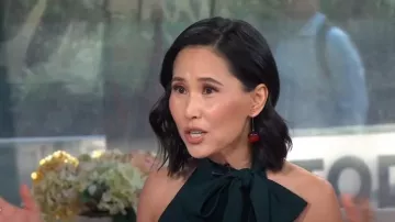 Vince Camuto Bow Neck Stretch Crepe Jumpsuit worn by Vicky Nguyen as seen in Today on June 18, 2024