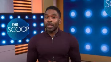 Reiss Blackhall Merino Funnel Neck Half Zip Pullover worn by Justin Sylvester as seen in Today with Hoda & Jenna on  June 18, 2024
