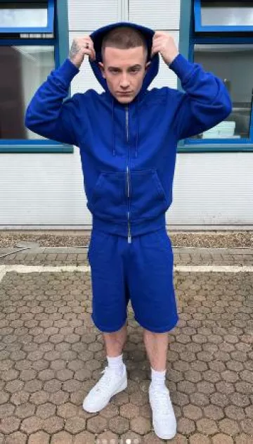 Burberry Royal Blue EKD-Patch Zip Hoodie worn by ArrDee on the Instagram account @arrdeegram