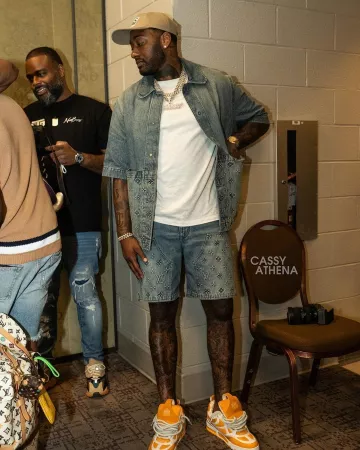 Sombrero Louis Vuitton Beige Palm Tree Logo Patch usado por John Wall en la cuenta de Instagram @johnwall