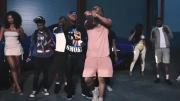 Rick Owens DRKSHDW Coral Pink Side-Slit Denim Shorts worn by Fivio Foreign in FIVIO FOREIGN - SUVY THEATERS (Official Video)