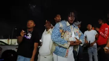 Palm Angels White 'New Classic' Track Shorts worn by Baby Drill in Jackboy & BabyDrill - No Diddy (Official Music Video)