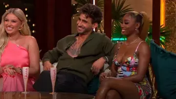 Moschino Jeans Archive-Print Cotton Mini Bodycon worn by Indiyah Polack as seen in Love Island: Aftersun (S11E01)