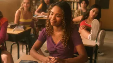 Sandro Twist Front Ribbed Top worn by Faran Bryant (Zaria Simone) as seen in Pretty Little Liars: Original Sin (S02E06)