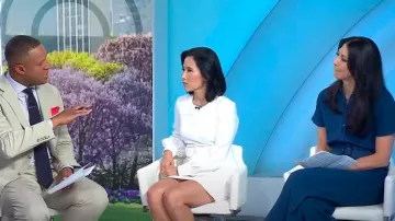 Club Monaco Long Sleeve Belted Pocket Dress worn by Vicky Nguyen as seen in Today on June 21, 2024