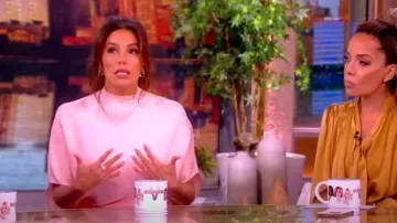 LaPointe Silky Twill Cape Tee worn by Eva Longoria as seen in The View on June 21, 2024