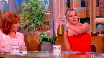 Staud Wells Square Neck Stretch Cotton Dress worn by Sara Haines as seen in The View on June 21, 2024