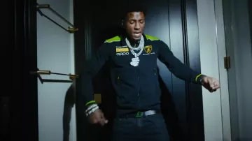 Louis Vuitton Graphite Monogram & Green 'LV Line' Belt worn by YoungBoy Never Broke Again in NBA YoungBoy - Never Stopping [Official Video]