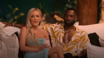 Fashion Nova Through The Weeds Short Sleeve Button Up worn by Kaz Bishop as seen in Perfect Match (S02E10)