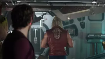 Thor: Love and Thunder movie wardrobe: Chris Hemsworth wears Red leather Vest Jacket to play Thor
