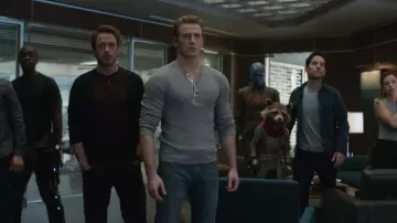 Avengers: Endgame Wardrobe: Chris Evans is wearing Grey Henley Shirt to portray Steve Rogers