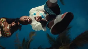 Marni Blue Allover Drip Logo Denim Shorts worn by 42 Dugg in 42 Dugg - N.P.O. Feat. Sexyy Red (Official Music Video)