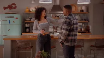Guizio Cielo Rib Knit Scoopneck Cardigan worn by Olivia Baker (Samantha Logan) as seen in All American (S06E13)