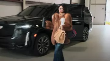Hermes Kelly Shearling worn by Kylie Jenner as seen in The Kardashians (S05E06)