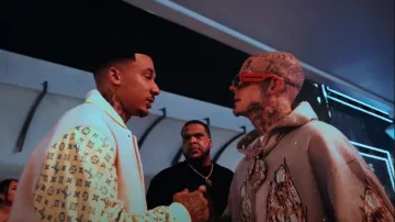 Balenciaga Red Rectangular Sunglasses worn by Millyz in Millyz - Chosen (Official Video)