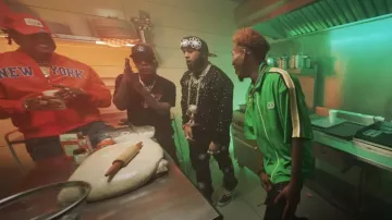 Rick Owens Black & White High Top Geobasket Sneakers worn by El Alfa in El Alfa "El Jefe", Yaisel LM, Shelow Shaq, Young Gatillo, El Sicokario, Yomel - LA MANTECA DE CACAO