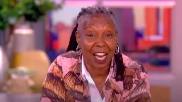 Farm Rio Shuhu Beige Cargo Shirt worn by Whoopi Goldberg as seen in The View on June 25, 2024