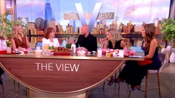 Staud Wells Cotton Poplin A-Line Midi-Dress worn by Alyssa Farah as seen in The View on  June 26, 2024