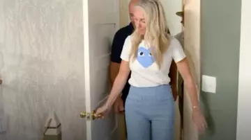 Pantalón de tweed de pierna ancha Sandro usado por Sarah Baeumler como se ve en Battle on the Beach (T04E04)