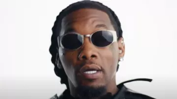 Chanel Silver & Blue Round Metal Sunglasses worn by Offset in Offset x Gunna - Style Rare