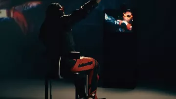 Balenciaga Pantalones de motociclista de cuero rojo y negro Zapatos usados por Offset en Offset x Gunna - Estilo Rare