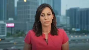 Elie Tahari Short Sleeve Dart Dress in Wild Strawberry worn by Hallie Jackson as seen in Today on June 28, 2024