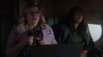 Ganni Checked Cropped Cotton Blend Blazer In Multicoloured worn by Penelope Garcia (Kirsten Vangsness) as seen in Criminal Minds (S17E05)