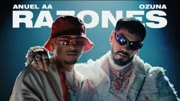 Louis Vuitton Red Narrow 'LV Super Vision' Sunglasses worn by Ozuna in Anuel AA, Ozuna, DJ Luian, Mambo Kingz - Razones (Video Oficial)