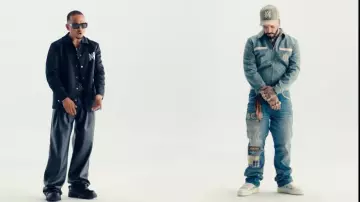 Amiri Blue Bandana Denim & Leather Visor Hat worn by Anuel AA in Anuel AA, Ozuna, DJ Luian, Mambo Kingz - Razones (Video Oficial)