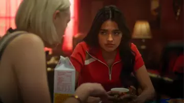 Wales Bonner Harp Quarter Zip Knitted Jersey Polo Top worn by Noa Olivar (Maia Reficco) as seen in Pretty Little Liars: Original Sin (S02E08)