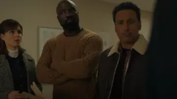 Bruno Magli Camel Hair Cable Knit Crewneck Sweater worn by David Acosta (Mike Colter) as seen in Evil (S04E05)