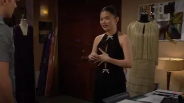 Zara Jewel Bow Halter Top worn by Luna ( Lisa Yamada) as seen in The Bold and the Beautiful on June 24, 2024