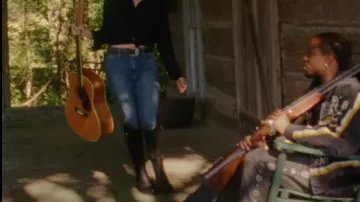 Kapital Black Western Side-Studded Jeans worn by Quavo in Quavo, Lana Del Rey - Tough (Official Video)