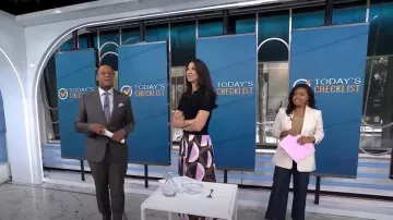 Cinq a Sept Azure Wide Leg Jeans worn by Sheinelle Jones as seen in Today on July 2, 2024