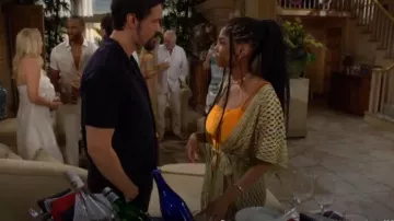 Pain de Sucre Velia Kimono worn by Paris Buckingham (Diamond White) as seen in The Bold and the Beautiful on July 4, 2024