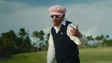 Celine Black & White-Trim Triomphe Sweater Vest worn by Myke Towers in Myke Towers, Renn, Nio García, Yexel - MAQUILLAJE (Remix) Official Video