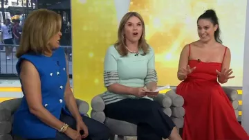 Veronica Beard Tamara Cotton Blend Cutaway Vest usado por Hoda Kotb como se ve en Today with Hoda & Jenna el 3 de julio de 2024
