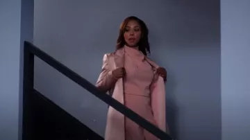 Galvan Callisto Satin Belted Coat Dress worn by Andrea 'Andi' Barnes (KJ Smith) as seen in Tyler Perry's Sistas (S07E14)