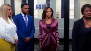 Cinq A Sept Khloe Satin Blazer worn by Andrea 'Andi' Barnes (KJ Smith) as seen in Tyler Perry's Sistas (S07E16)