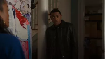 Saint Laurent Men's Leather Bomber Jacket worn by Tariq St. Patrick (Michael Rainey Jr.) as seen in Power Book II: Ghost (S04E05)